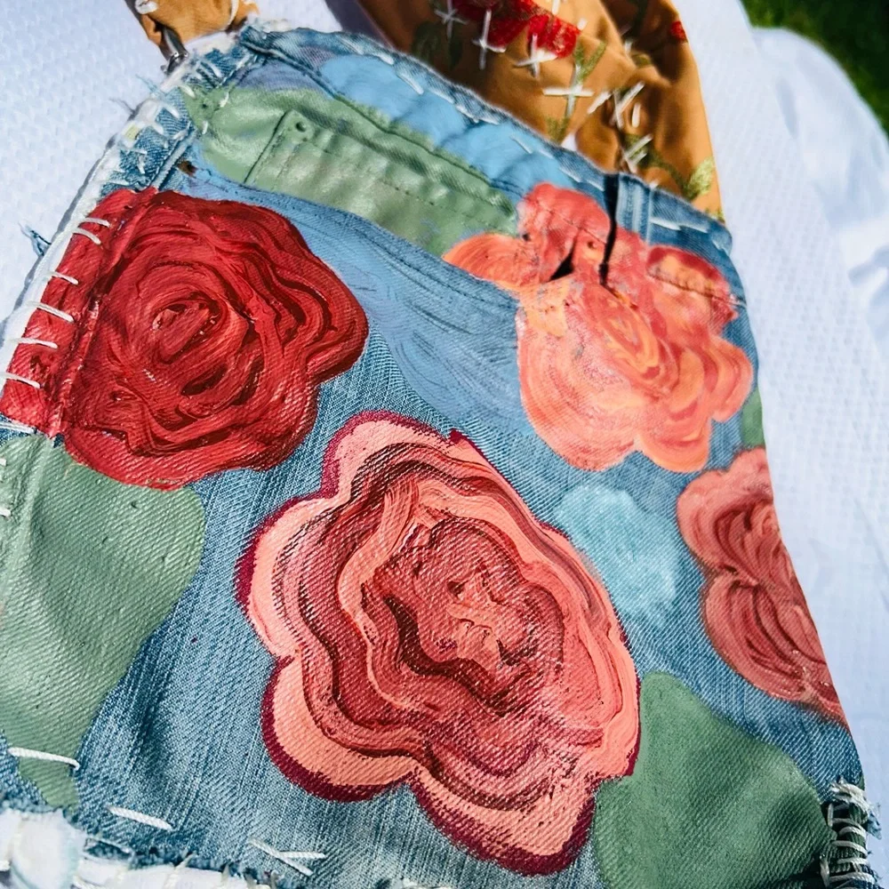 Floral Denim Crossbody Bag - Picture 3 of 6